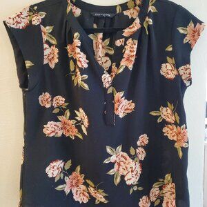 Black floral blouse